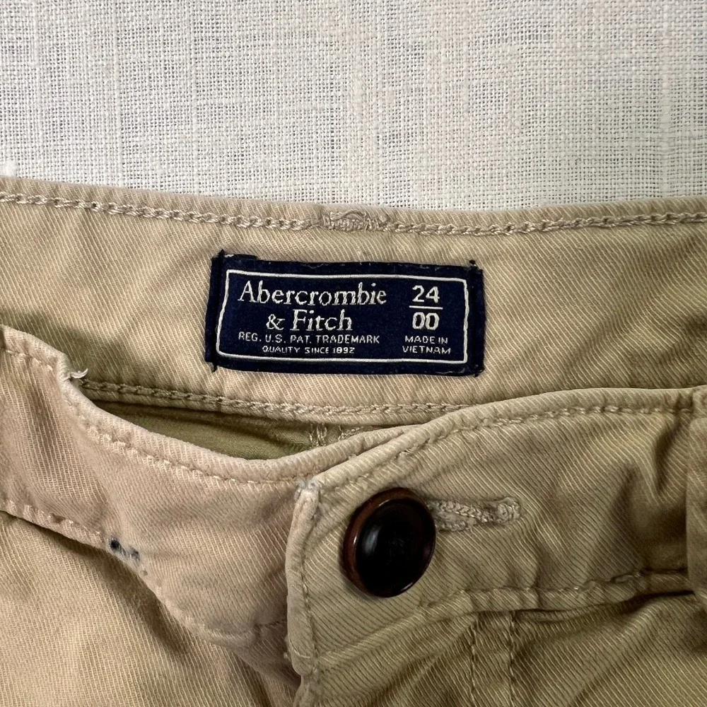Abercrombie & Fitch Mini Shorts Womens Sz 00 Khaki Chino Stretch Cotton Tan 2017